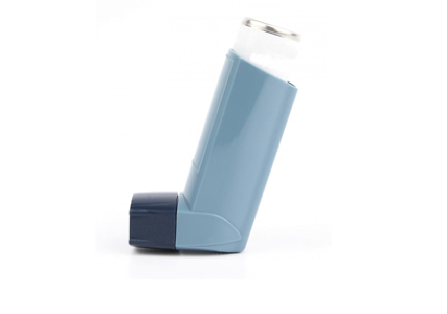 Un inhalateur de soulagement bleu.