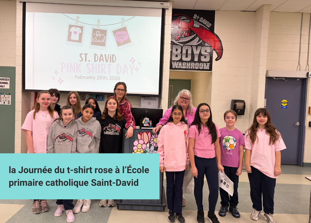 la Journée du t-shirt rose à l’École primaire catholique Saint-David